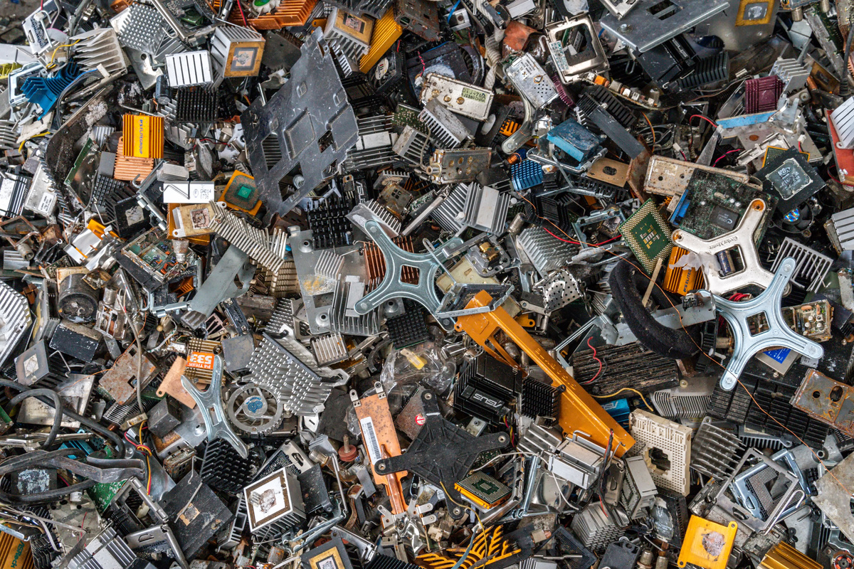 Scrap yard electronic waste for recycling